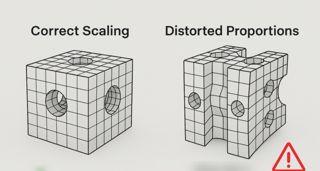 3d model resizing comparison