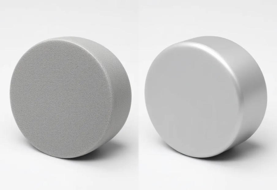 comparison of raw and finished vacuum cast parts with different surface treatments