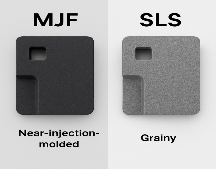 mjf vs sls 3d printed parts surface and detail comparison